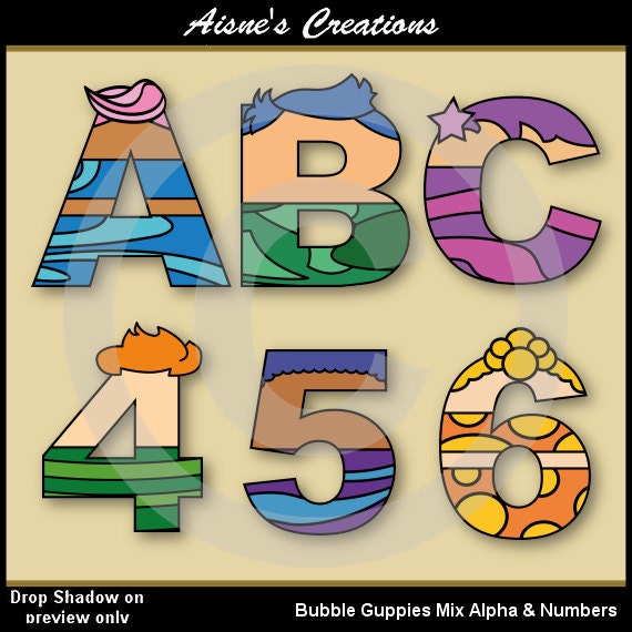 Bubble Guppies Alphabet Letters &amp; Numbers Clip Art Graphics | Etsy