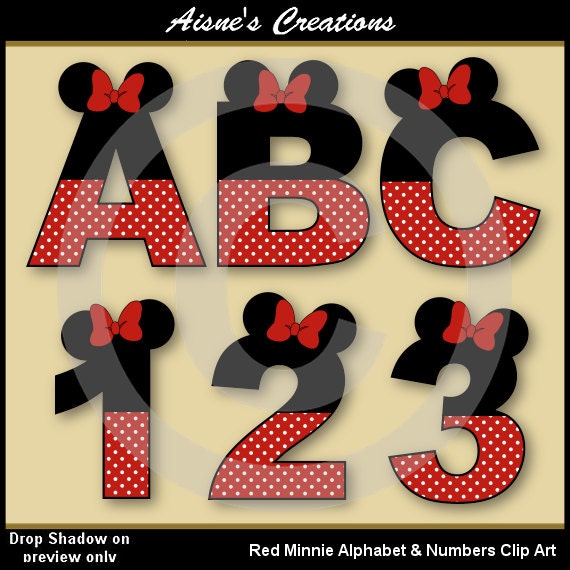 Red Minnie Alphabet Letters & Numbers Clip Art Graphics Il_570xn
