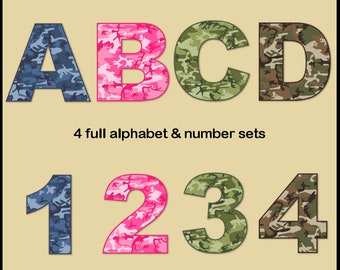 Camouflage Alphabet & Numbers Clip Art Collection