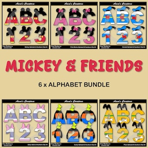 Mickey & Friends Alphabet Letters and Numbers PNG Bundle