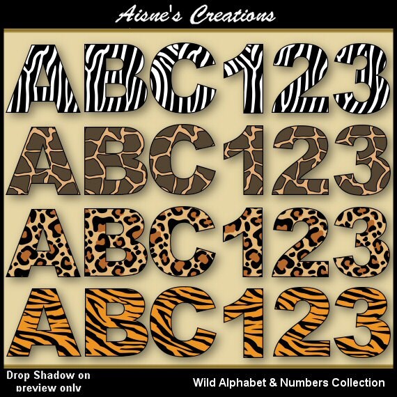 Wild Alphabet & Numbers Clip Art Collection Il_570xn
