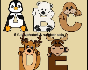 Arctic Animals Alphabet Letters & Numbers Clip Art Graphics
