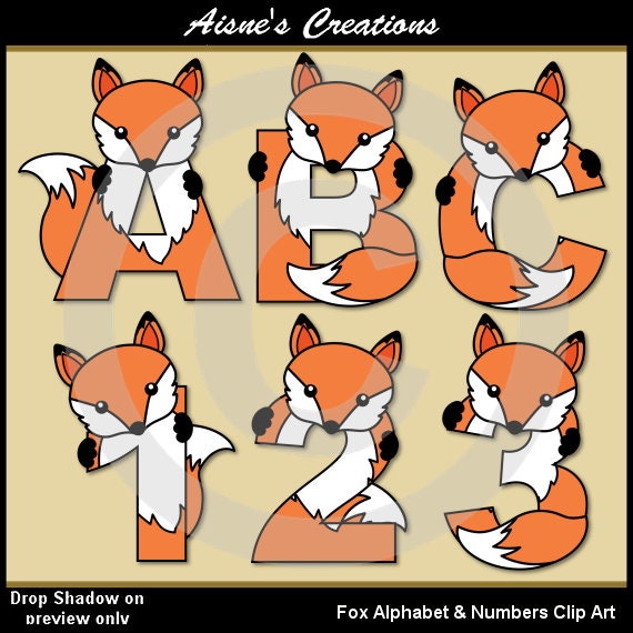 Alpha Pals Fox Alphabet Letters & Numbers Clip Art Graphics Il_570xn