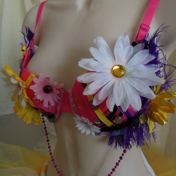 Reserved for Barbie Edc  bra top with purple feathers