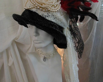 Victorian Steampunk Pearl Top Hat- SOLD!!!!