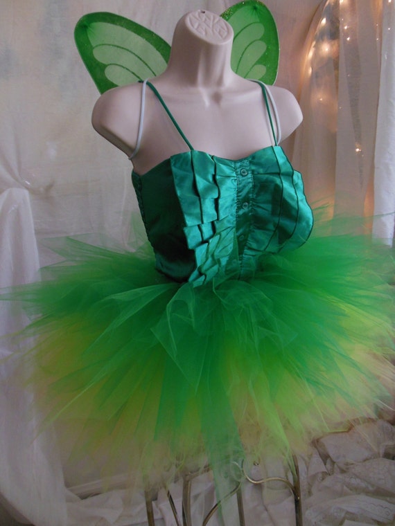 TINKERBELL COSTUME Camisol Size Small With TUTU Star Wand and