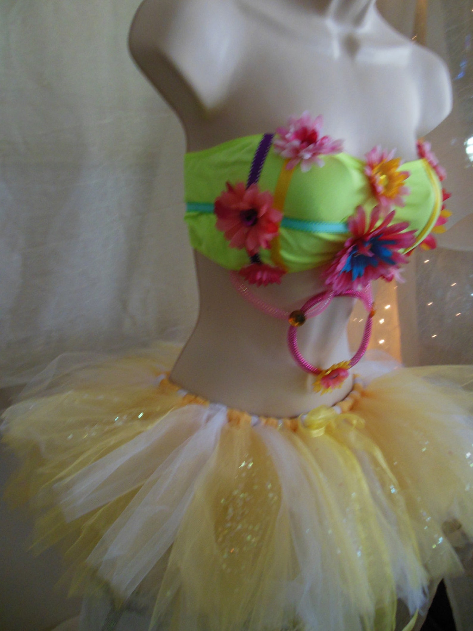 Neon Green Sports Bra EDC Bra Top Size Large Etsy