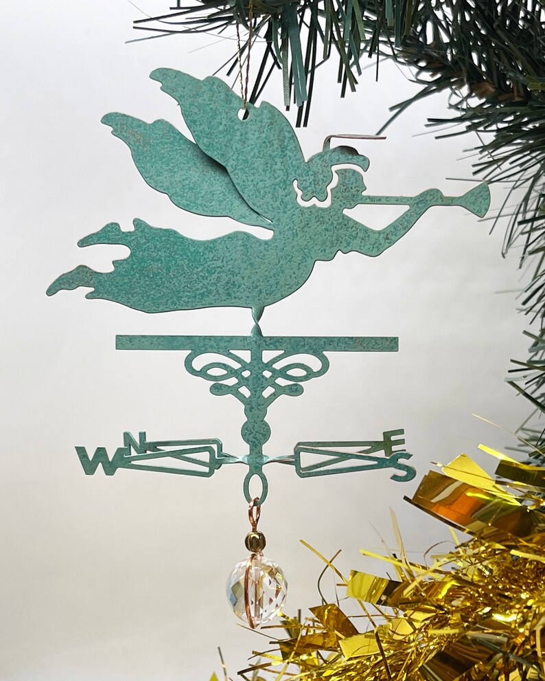 Angel Theme Weathervane Ornament With Glass Charm Angel Art Etsy
