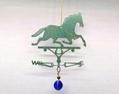 Horse Theme Weathervane Ornament with Crystal, Horse Lover Inspirational Gift, Suncatcher Horse Theme, Metal Sculpture, Garden Decoration