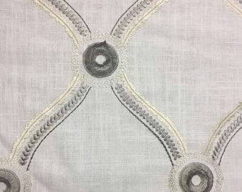 Embroidery Linen Gray Or Spa Blue Curtains Drapery Etsy