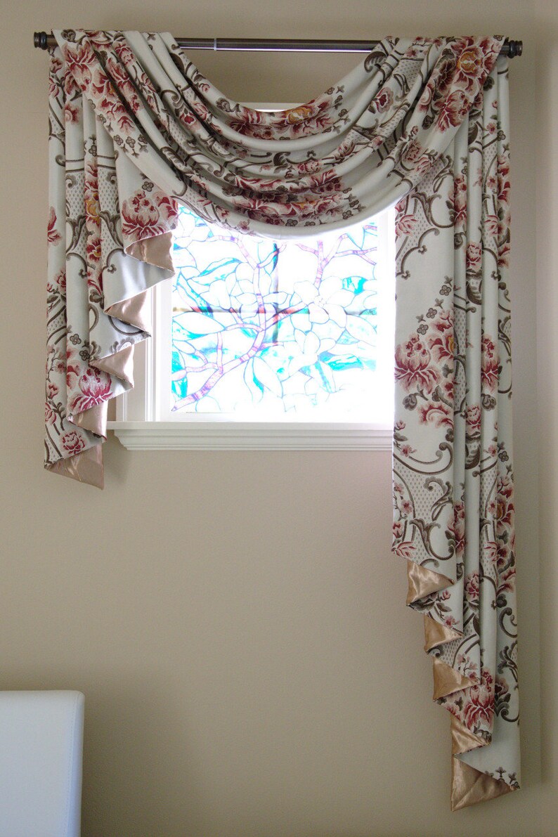 Pole swags jabots Custom curtains Custom made window Etsy