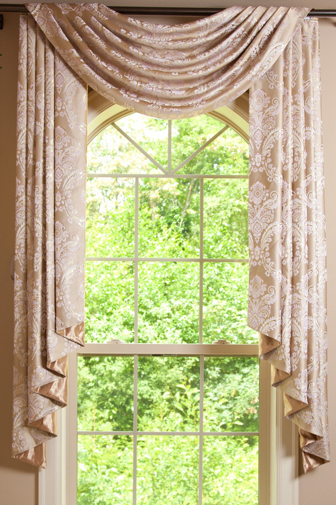 Pole swags jabots Custom curtains Custom made window Etsy