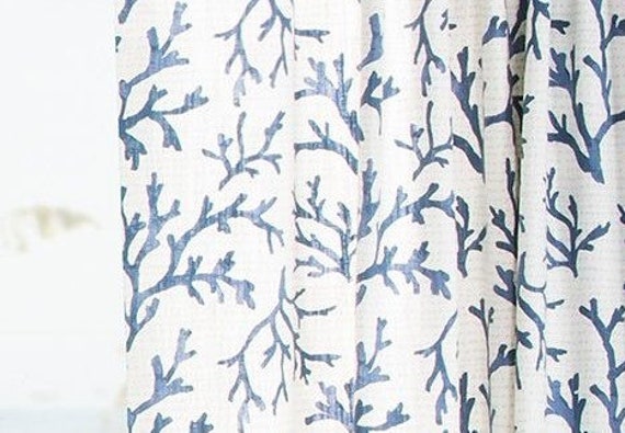 Curtain Panels Fully Lined Navy White Drapes Draperies Etsy