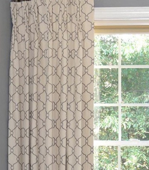 Embroidered Silk Pinch Pleated Curtains Available In Sage Etsy