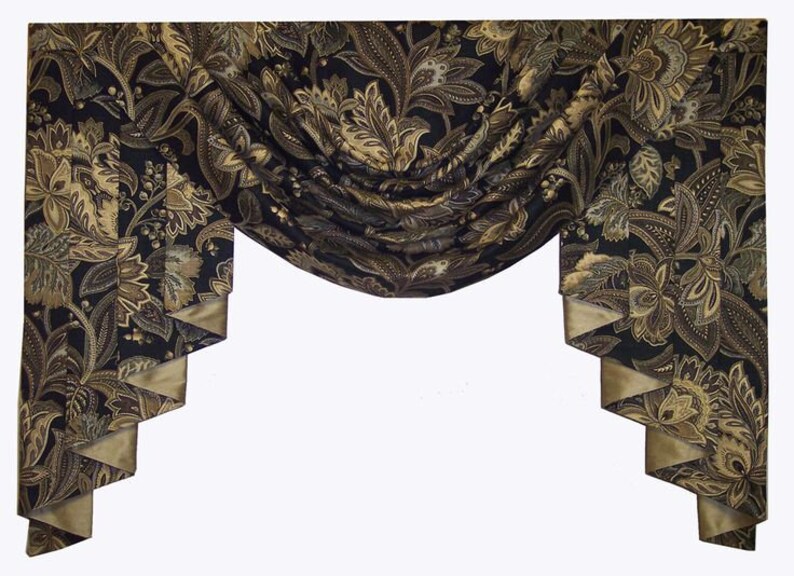 Swag cascades and jabots Custom curtains Custom made window Etsy