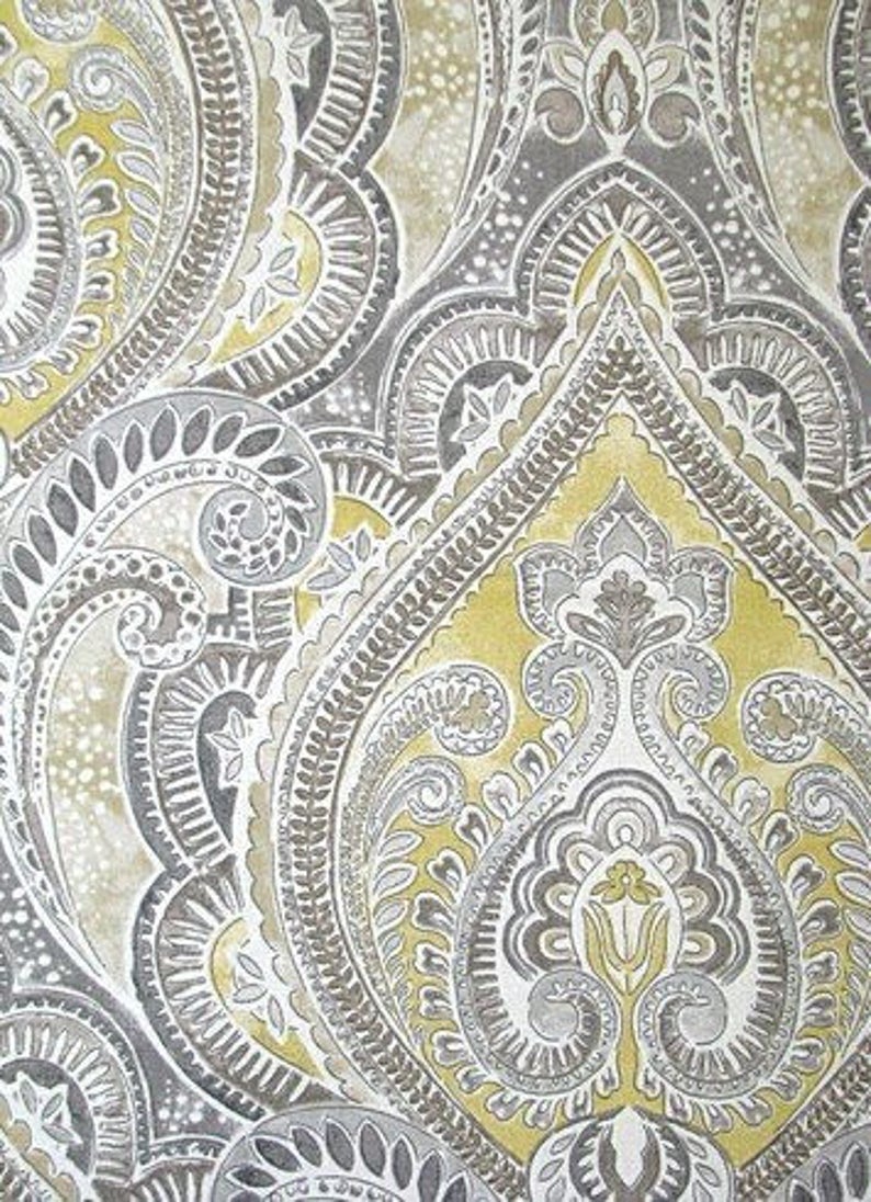 Gray And Yellow Window Curtains Curtain Panels Drapes Etsy