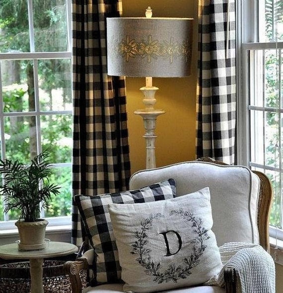 Pleated Drapes Pinch Pleated Curtains Buffaloe Check Green Etsy