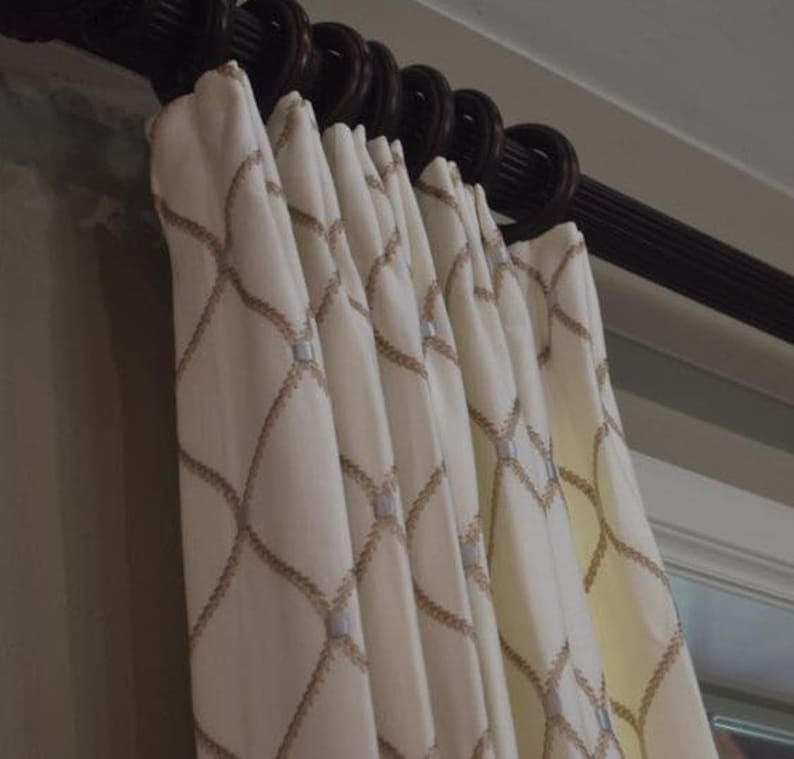 Embroidered Linen Pleated Drapes Pinch Pleated Drapes Window Etsy