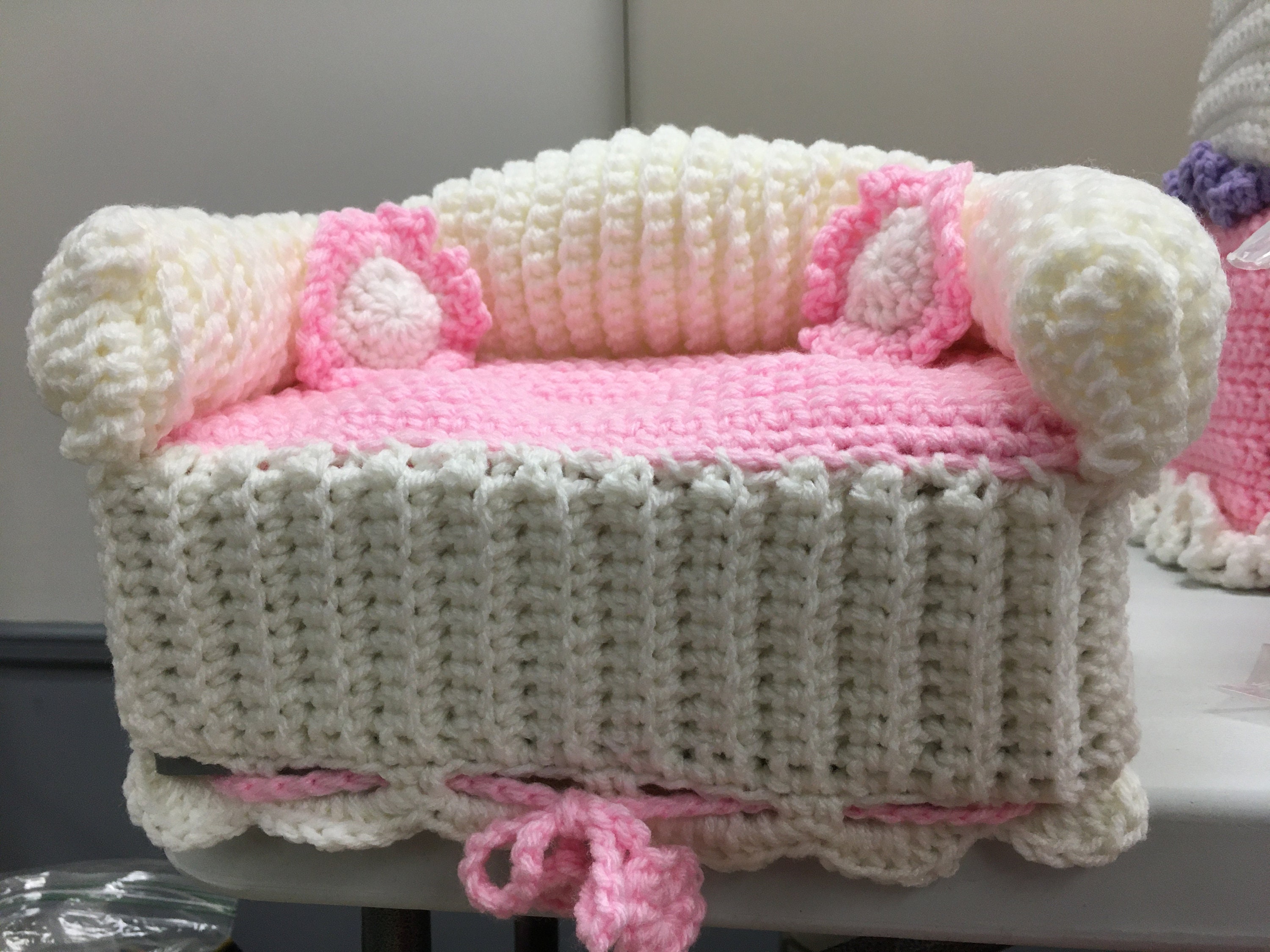 Sofa Style Tissue Box Cover Handmade Crochet White with Etsy