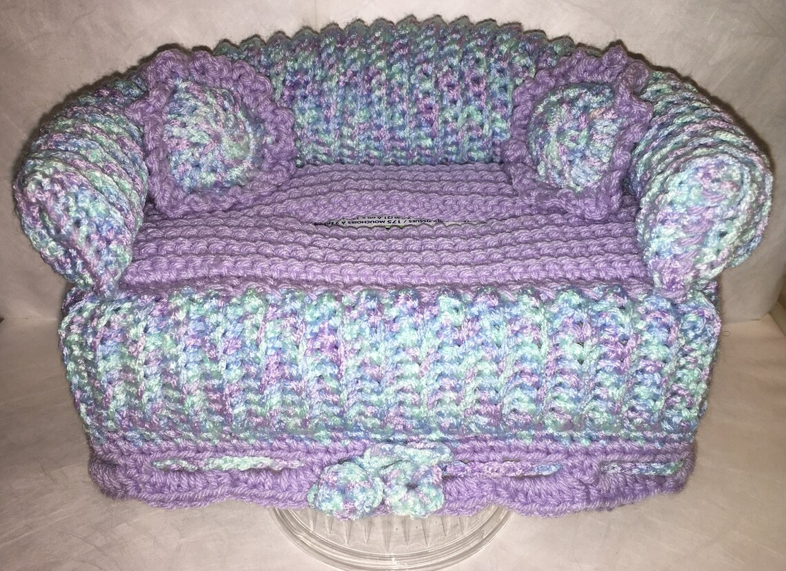 Sofa Style Tissue Box Cover Handmade Crochet Lavender Etsy