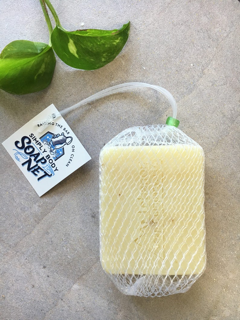 Filet de savon pour savon artisanal Chaussette à savon Sac à savon Porte-savon Accessoire pour savon Fabriqué aux États-Unis Économiseur de savon Light Green