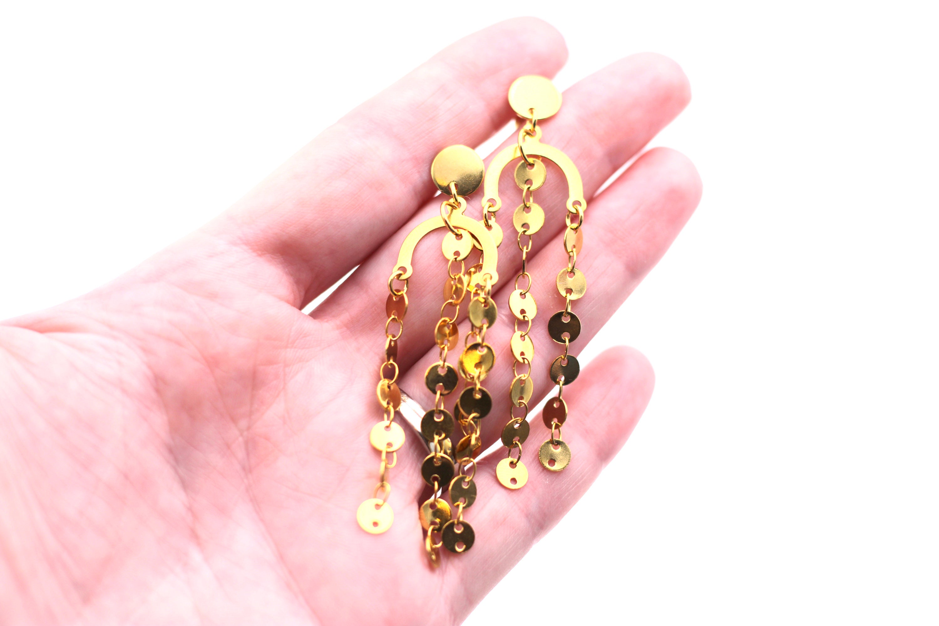 Gold Chain Earrings Gold Chain Dangle Earrings Simple Etsy UK