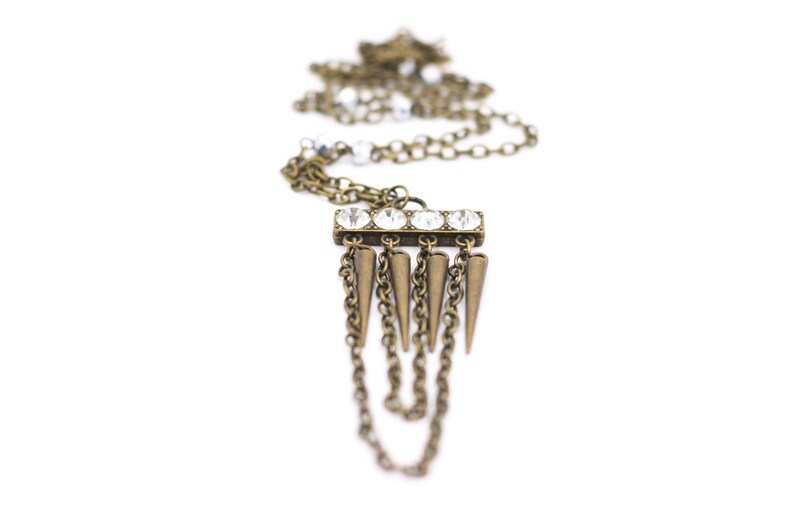 Modern Theme Bronze Statement Necklace Spike Necklace Modern Gift Modern Statement Necklace Simple Statement Necklace