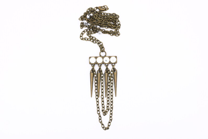 Modern Theme Bronze Statement Necklace Spike Necklace Modern Gift Modern Statement Necklace Simple Statement Necklace