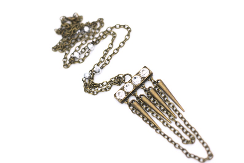 Modern Theme Bronze Statement Necklace Spike Necklace Modern Gift Modern Statement Necklace Simple Statement Necklace