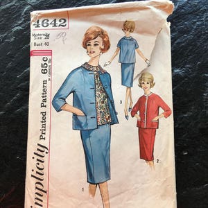 Vintage 1960s Maternity Skirt, Blouse and Jacket Pattern // Simplicity 4642 > XXL Plus Size 20 > suit, outfit