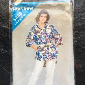 1980s Shirt & Pants Pattern // Butterick 5448 &gt; sizes 8-10-12 &gt; Unused &gt; loose-fitting, oversized, dropped shoulders, tapered pants