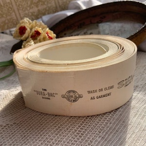 May include: Close-up of a white roll of fabric with the text "The Dura-Bac Backing" and "Wash or Clear as Garment" printed on it. The fabric is labeled "Scottsville Mfg. Co. Inc. U.S. Pat. No. 2,191,968".