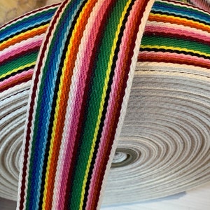 Vintage Regenbogen Streifen Baumwollband / / 1/2 Meter lang, 1 3/8&quot; breit &gt; Deadstock durch den halben Yard, BTHY &gt; Twill Gurtband, Gürtel, Gurt