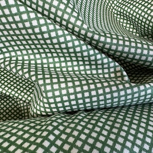 Vintage Green Lattice Grid Cotton Decorator Fabric // 36x49&quot; BTY, by the yard &gt; 5th Avenue Design deadstock