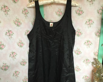 FREE USA SHIPPING!! Vintage 1950/'s Loomcraft Navy Blue Acetate Petticoat Ruffle Hem Full Slip 32