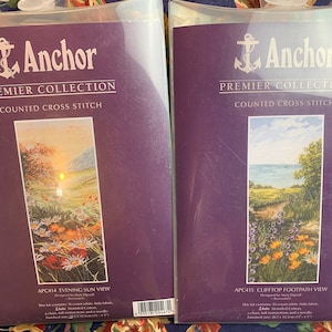 Anchor Premier Collection Counted Cross Stitch Kit // 11.25x5&quot; &gt; DIY project &gt; Unused &gt; CHOICE: 1 of 2 Floral Views APC414 and/or APC415