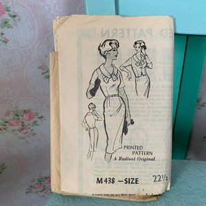 Vintage 1960s Dress & Jacket Pattern // Radiant Reader Mail Order Pattern M438 &gt; volup size 22 1/2 &gt; Unused &gt; tied neckline, bolero, set