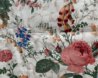 1990s Large Floral Print Polished Cotton Chintz Fabric // BTY
