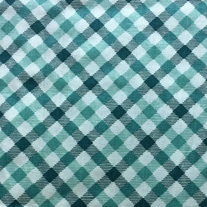 Antique Vintage Cotton Quilting Fabric // 42x36" > greens on white checkered gingham plaid > clean and unused thin cotton