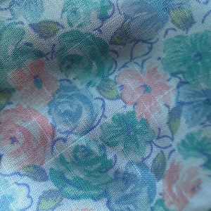 Vintage Pastel Floral Print Lawn Fabric // 50x45&quot; &gt; pink, aqua green, periwinkle blue &gt; Unused