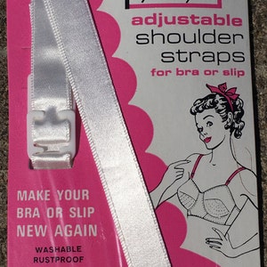 Vintage 1940s 50s Pin-Up Girl Shoulder Straps for Bra or Slip // original pink advertising card, unopened package &gt; Woolworth store stock