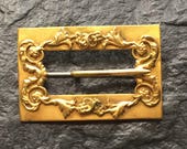 Antique Vintage Metal Belt Buckle Pin 2 1 4 x 1 1 2 quot for belt or ribbon hat, millinery trim Art Nouveau Victorian, Edwardian