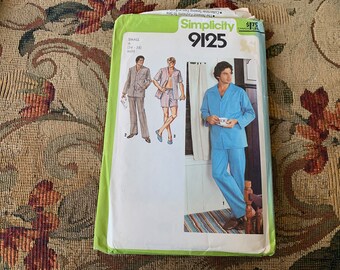 Vintage 1970s Modèle de pyjama pour homme // Simplicité 9125 > Tailles 34-36 Et/Ou 38-40 > pantalon ou short, bouton vers le bas, poche, cordon de serrage taille