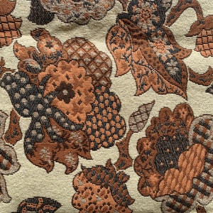 Vintage Polsterstoff Reststoff // 100x50cm &gt; rau, derb, robust, Dekorateurgewicht &gt; braune großflächige Blumen