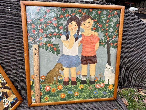 1920s Herta Breit Print- Girl & Boy Under Cherry Tree AKA Adam and