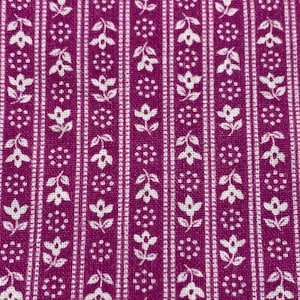 Vintage Violet Purple Tiny Floral Stripe Cotton Fabric // 45x44&quot; &gt; Unused &gt; 1970s small print calico stripe