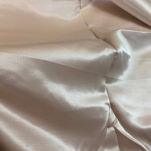 Vintage Shiny Pale Pink Decorator Fabric // 53x47" + > silky, curtain, drape > Mid-Century rayon > slub texture, shantung