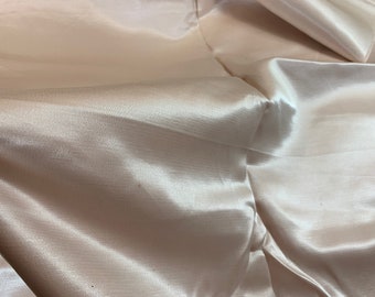 Vintage Shiny Pale Pink Decorator Fabric // 53x47" + > silky, curtain, drape > Mid-Century rayon > slub texture, shantung