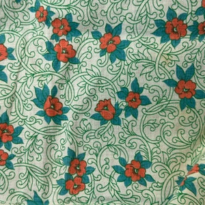 Worek na paszę Vintage - pomarańczowy, turkusowy, zielony, kwiatowy wzór // 43x37" > worek wykonany z pełnej bawełny