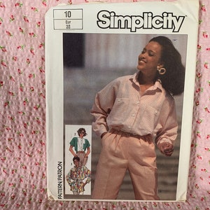 Vintage 1980-talsskjorta i två längder, mönster // Simplicity 7324 > storlek 10 > löst sittande, dolmanärmar, manschetter, sidoslitsar